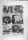 Original Old Antique Print 1877 American Fresh-Meat Trade Glasgow London Market