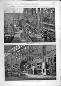 Original Old Antique Print 1865 Penn Marine Engine Factory Greenwich Steam-Ship