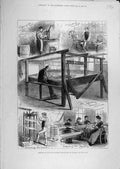 Original Old Antique Print 1882 Sketches Royal Tapestry Factory Windsor Wool