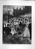 Original Old Antique Print 1895 Gully Reception House Commons Speaker-Wife 19th