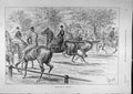 Original Old Antique Print 1891 Rotten Row Horses Riders Before-Noon Sketch 19th