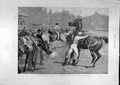 Original Old Antique Print 1889 Thirty-Mile Race Los Angeles California Horses