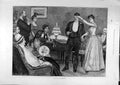 Original Old Antique Print 1889 Amateur Thought-Reading Party Guests People 19th