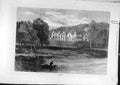 Original Old Antique Print 1871 Abbotsford View Building River Boat Victorian