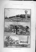 Original Old Antique Print 1885 Sketches Abinger Surrey Church Hatch Wilberforce