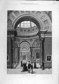 Original Old Antique Print 1876 Rooms National Gallery Building 19th
