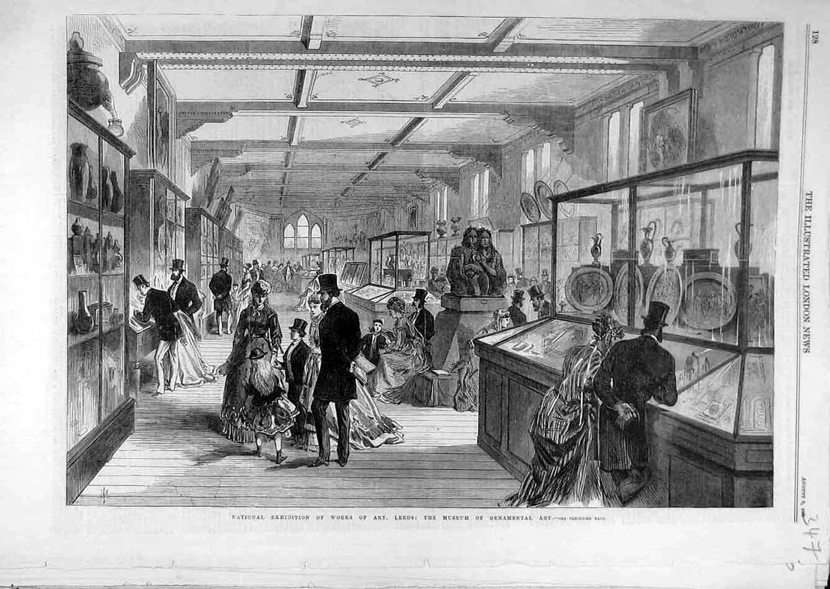 Original Old Antique Print 1868 Exhiibition Art Leeds Museum Ornamental 19th