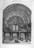 Original Old Antique Print 1862 Western Annexe International Exhibition Building