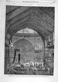 Original Old Antique Print 1862 International Exhibition Western Dome Transept