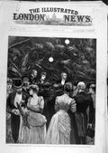 Original Old Antique Print 1884 Health Exhibition Fete London Hospital Flowers