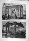 Original Old Antique Print 1884 Dress Fabrics Bradford Australian Wines Burgoyne