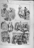 Original Old Antique Print 1884 Sketches Costume Ancient London Health Victorian
