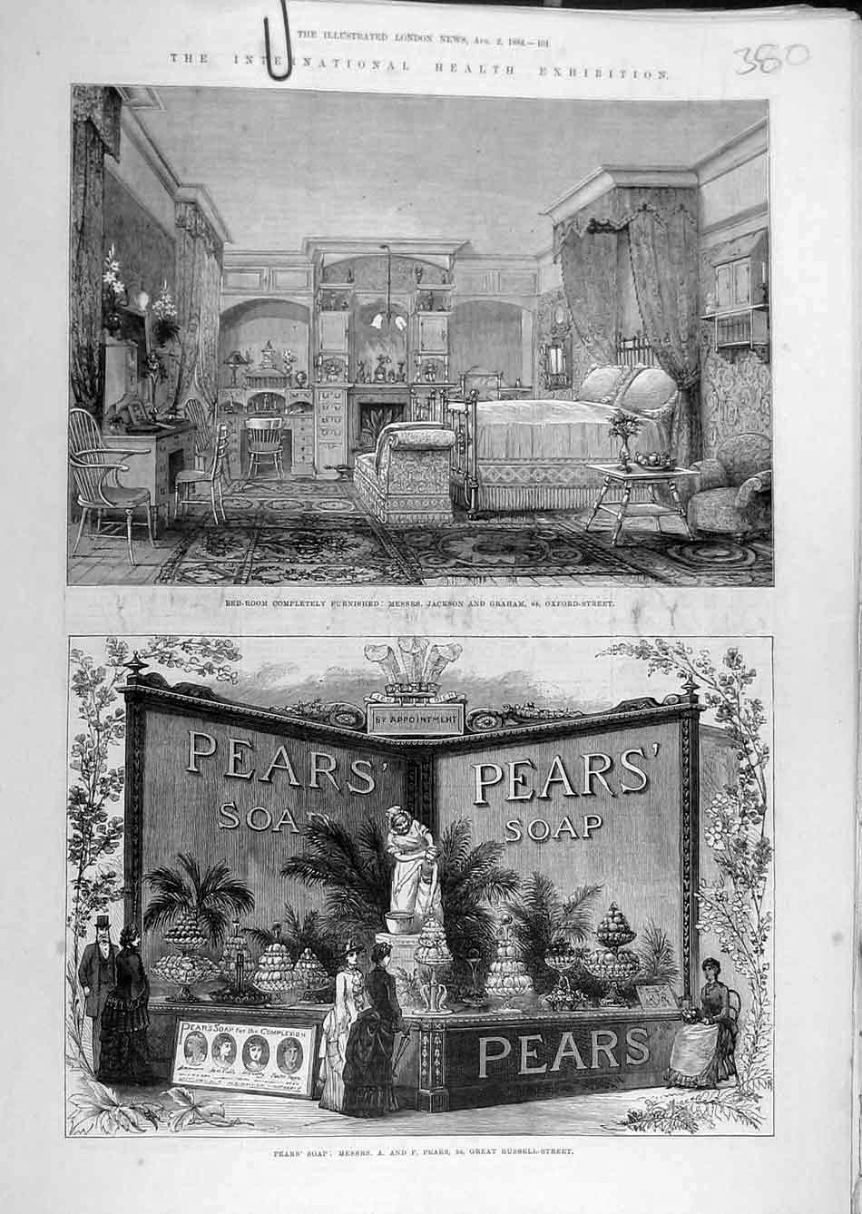 Old Antique Print 1884 Jackson-Graham Furniture Per'S Soap Helath Exhibit 19th