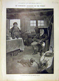 Original Old Antique Print 1906 Wood Turkey Guardian Dog Mistletoe Ladies Art