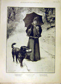 Old Antique Print 1896 Lady Dog Paget Mercy Errand Burton Man Horse Art 19th