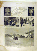 Original Old Antique Print 1901 Automobile Race Car Map Yeomen Marlborough King