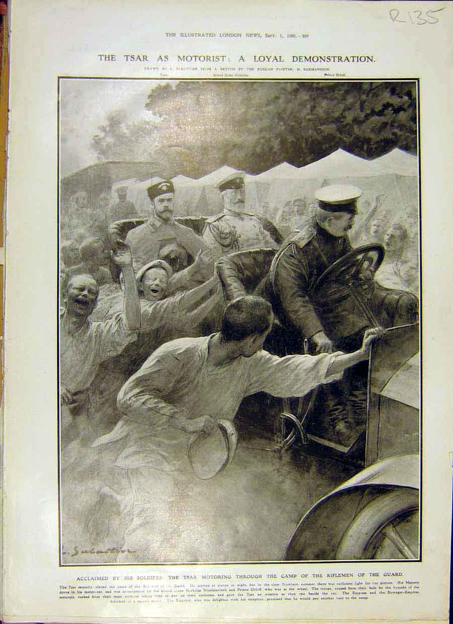 Old Antique Print 1906 Tsar Motor-Car Riflemen Vicar Architect Ragg Mason 20th