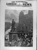 Original Old Antique Print 1902 Roseberry Memorial Statue Gladstone Glasgow Begg