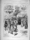 Original Old Antique Print 1891 Horticultural Fete Botanic Gardens Sketches 19th