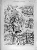 Original Old Antique Print 1891 Weather Reminiscences Sketches Rain Rainy 19th