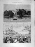 Old Antique Print 1887 Greenlands Smith Prince Henley Regatta Winchester 19th