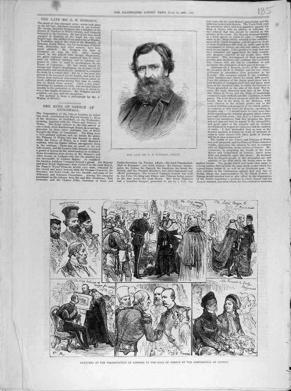 Original Old Antique Print 1880 Dodgson Artist Sketches Corporation London 19th