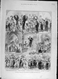 Original Old Antique Print *0005 1881 Mayor Juvenile Ball Townhall Manchester