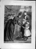 Old Antique Print 1888 Princess Wales Flowers Seller Charity Bazaar Child 19th
