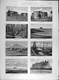 Old Antique Print 1888 Berwick Firth-Forth Abbey Castle Harbour Links Bay 19th