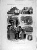Original Old Antique Print 1880 Sketches Balmoral Cheese-Press Church Scotland