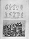 Original Old Antique Print 1885 Greek Sculpture London Constitutional Club Edis