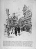 Original Old Antique Print 1884 Health Exhibition -London Street 19th