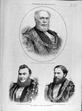 Original Old Antique Print 1876 White Mayor London Hadley Quartermaine Sheriff