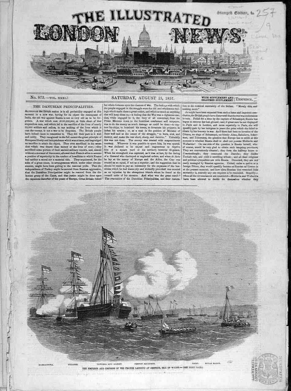 Old Antique Print 1857 Osborne Isle Wight Emperor French Royal Fleet Ship 19th