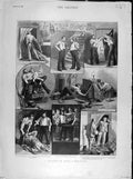 Original Old Antique Print 1893 Rat-Hunt Man-Of-War Ship Navy Officers Sketches