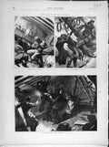 Original Old Antique Print 1871 Tiller-Ropes Navy Ship Sailing Sketches Storm