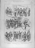 Original Old Antique Print 1891 Music Royal Navy Band Musicians Sailors 19th