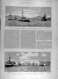 Old Antique Print 1889 Royal Wedding Athens Piraeus Squadron Fleet Ships 19th