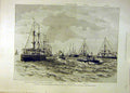 Original Old Antique Print 1895 Italian Squadron Spithead Prince Wales Torpedo