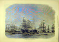 Original Old Antique Print 1872 Fleet Iron-Clad Portland Harbour Ships Navy 19th