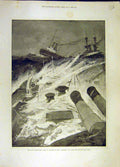 Original Old Antique Print 1896 Naval Manoeuvres Hms Repulse Irish Coast 19th
