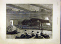 Original Old Antique Print 1894 Navy Gunnery Field Battle-Ship Crew Electric-Gun