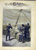 Original Old Antique Print 1878 War-Fare Aerial Battery Naval Navy Ship 19th