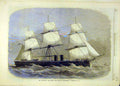 Original Old Antique Print 1869 Wood-Cased Iron Frigate Inconstant Guns Ship