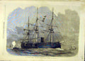 Original Old Antique Print 1866 Iron-Clad Fleet Screw-Corvette Pallas Gun-Ship