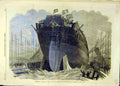 Original Old Antique Print 1866 Iron-Clad Launch Frigate Millwall Northumberland