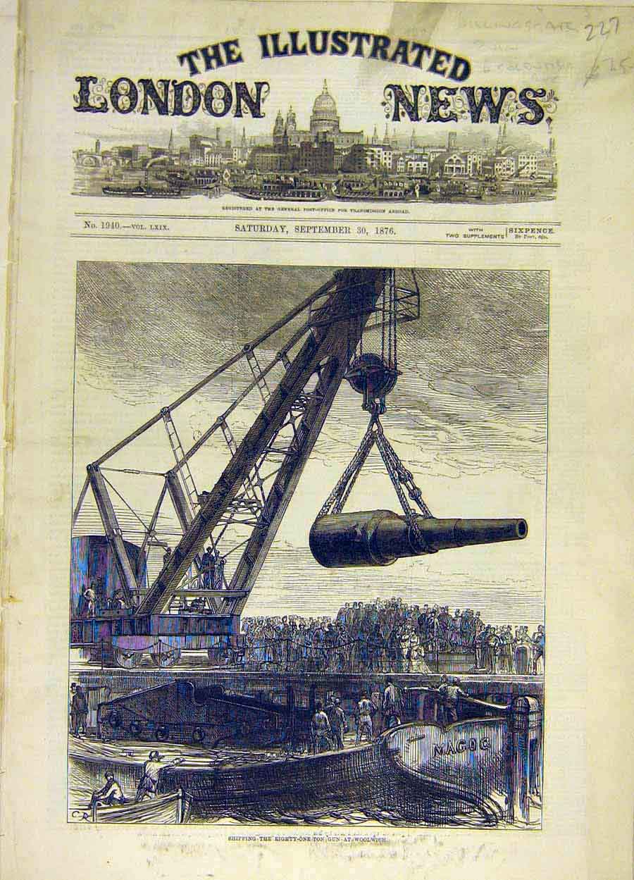 Original Old Antique Print 1876 Eighty-One Gun Woolwich Ship Naval Victorian