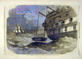 Original Old Antique Print 1860 Man-Overboard Life-Boat Naval 19th