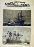 Old Antique Print 1888 Electric Light Bantry Bay Naval Manoeuvres Torpedo 19th