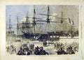 Original Old Antique Print 1862 Cherbourg Mexico Reinforcements Military 19th